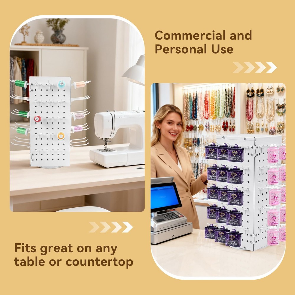 Metal 360° Fully Rotating Thread Rack, Detachable Thread Holder Organizer wit...