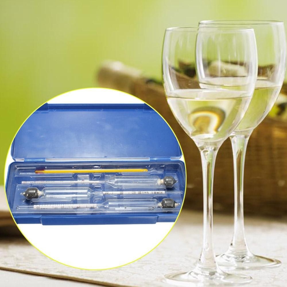3Pcs Hydrometer Alcohol Meter Vinometer Tester With Thermometer Gadget Set