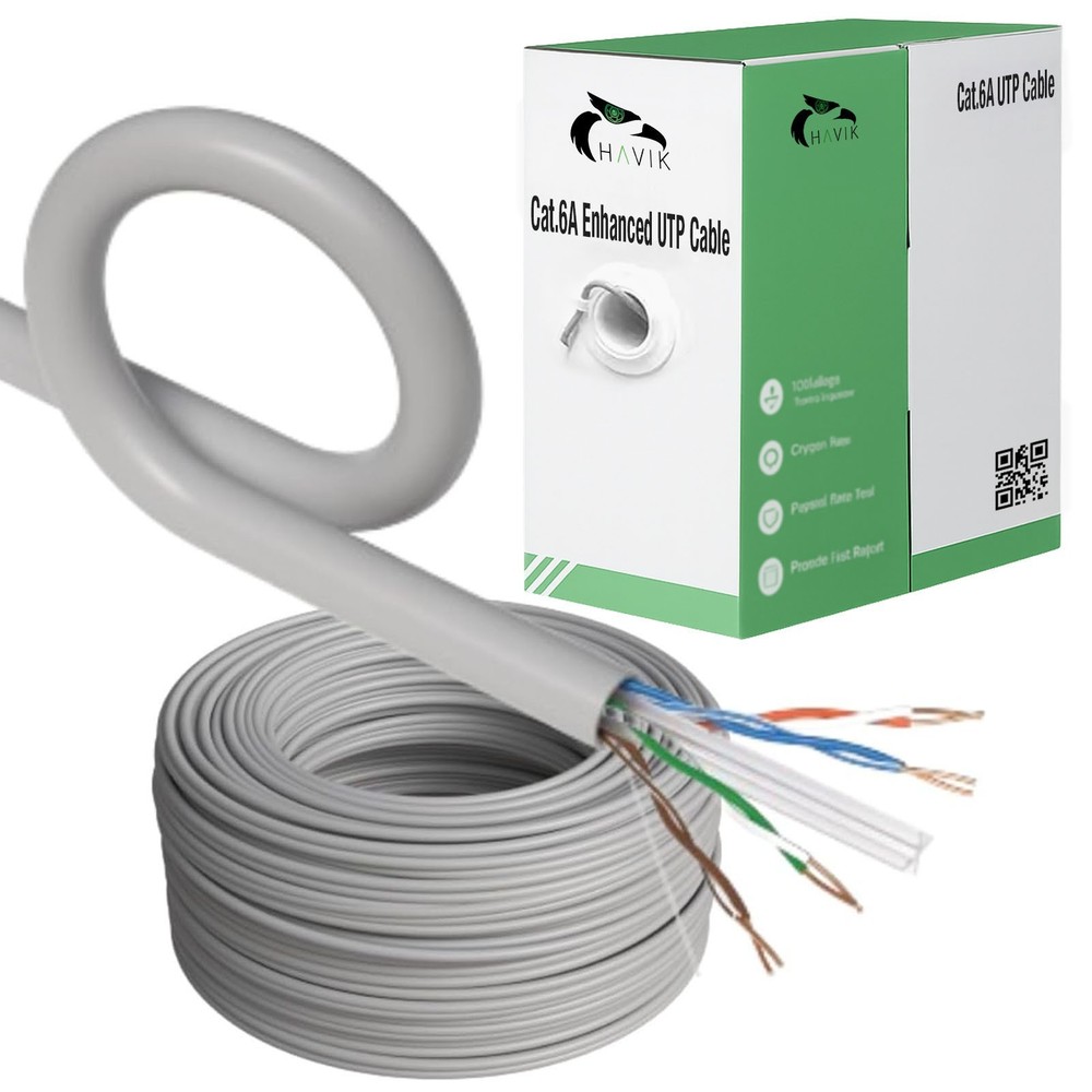 CAT6a Cable 1000FT UTP Solid Network Ethernet CAT6a Bulk Wire RJ45 Lan