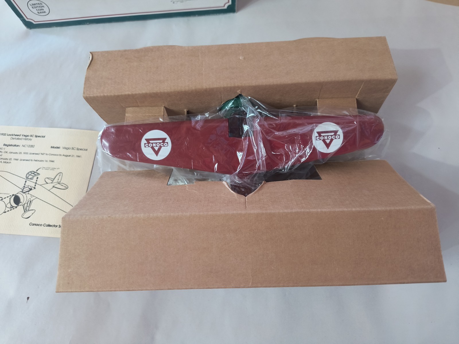 1932 Lockheed Vega 5C Special Conoco Diecast Plane Coin Bank Limited Edition '92
