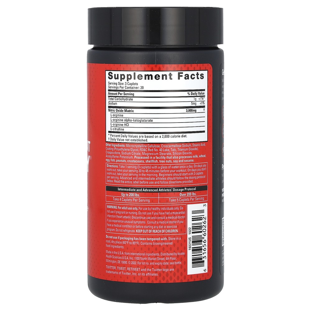 Pre-Workout N.O. FURY, 60 Caplets
