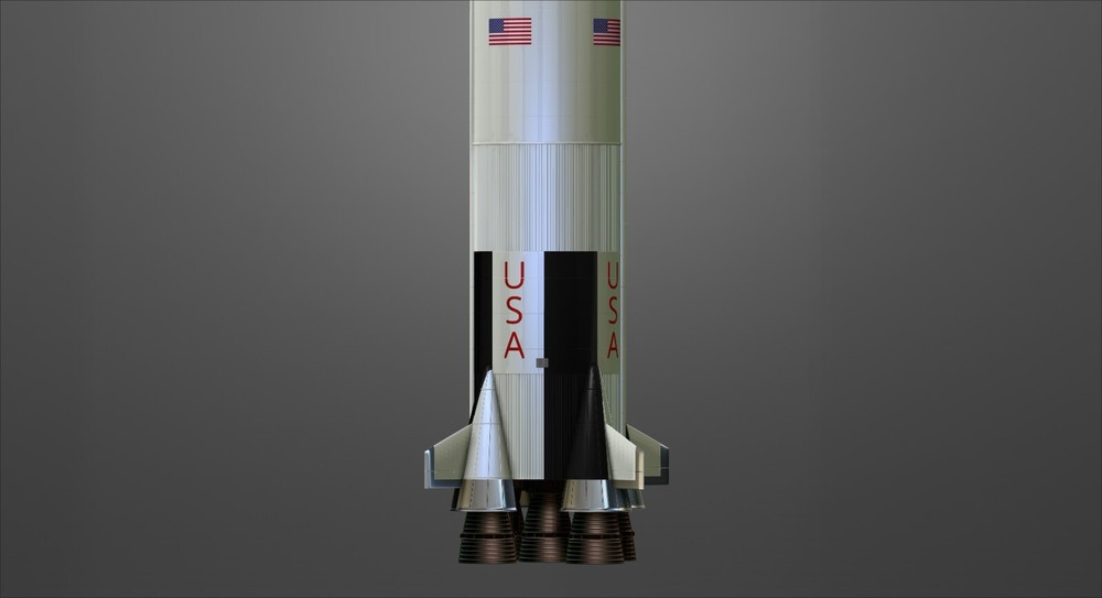 Saturn V Rocket and Launch Pad Apollo 3D model, file STL OBJ for 3D Printer
