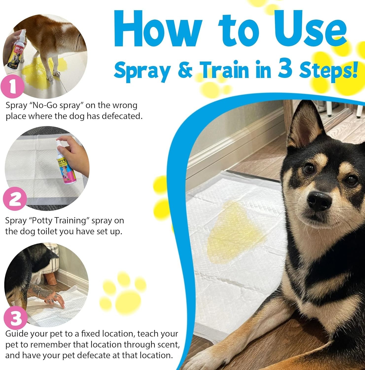 Dog Puppy Potty Training Spray Set Stops Urination & Marking, 3.38 fl.oz