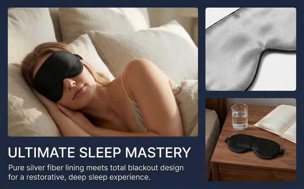 Pure Silver Eye Mask | Antibacterial, Light-Blocking, Fast Sleep