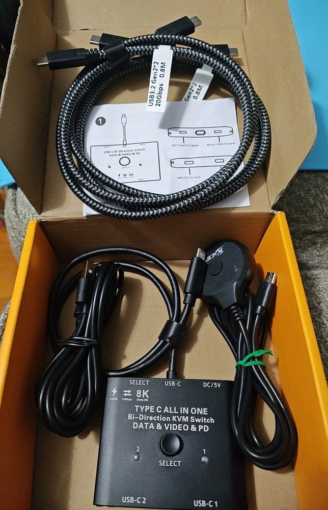 USB-C Switch, Bi-Directional USB-C Switcher 2 Computers, USB-C Switch 2 in 1 Out