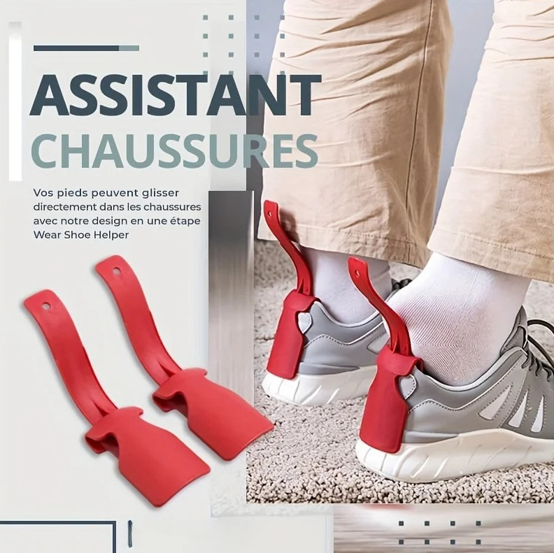 2pcs Lazy Shoe Horn Helper Easy Slip Shoe Lifter Plastic Shoehorn Set - NEW