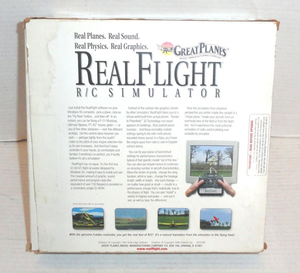 Vintage Great Planes Real Flight R/C Simulator with Futaba Controller UNTESTED