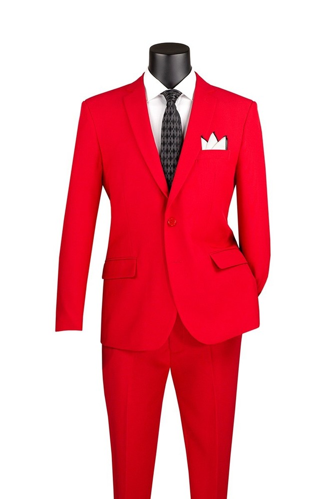 Vinci Men's Regular Fit 2-Piece Solid Color Suit