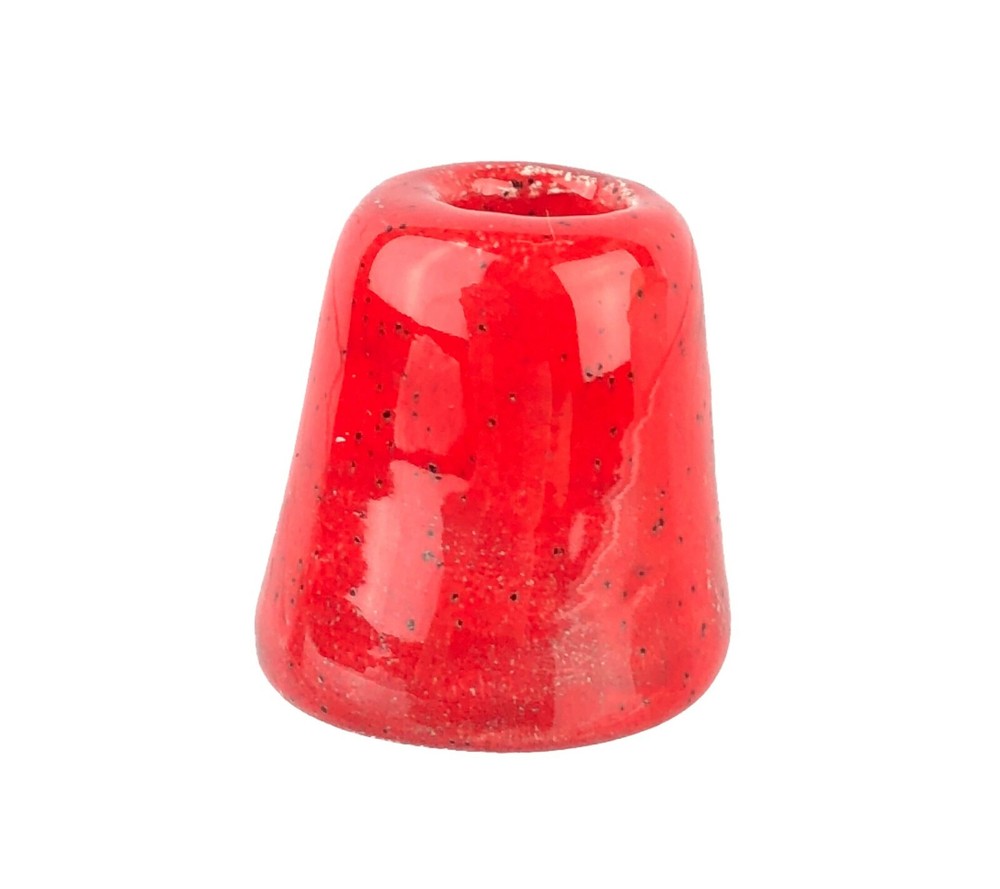 Vintage Glazed Red Ceramic Bowling Pencil Holder