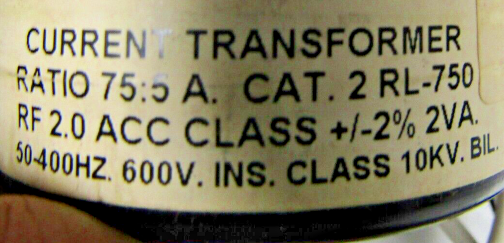 🔥PROCESS ENGINEERING 75:5 A RATIO CURRENT TRANSFORMER 600 VAC 2.0 ACC +/-2% 2VA