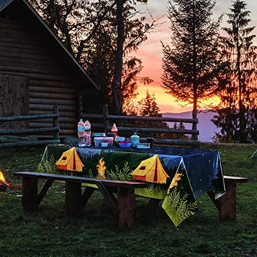 Pieces Camping Party Decorations Camping Tablecloth Plastic Rectangular 2