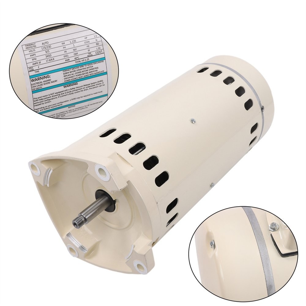 1.5HP Pool Pump Motor Solid Replacement 071315S 355012S 56Y Square Frame Flange