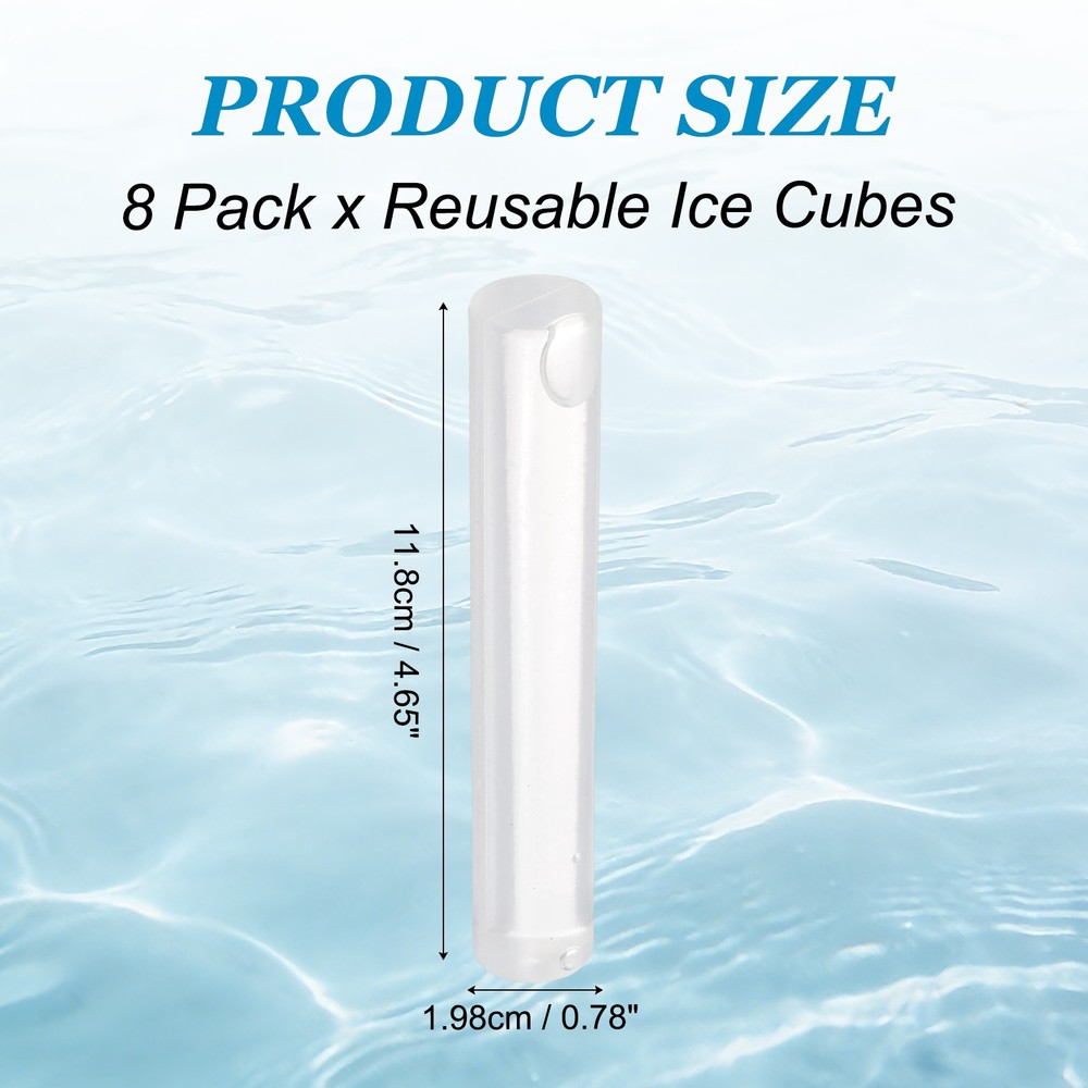 8 Pack Reusable Ice Cubes for Drinks, White Bar