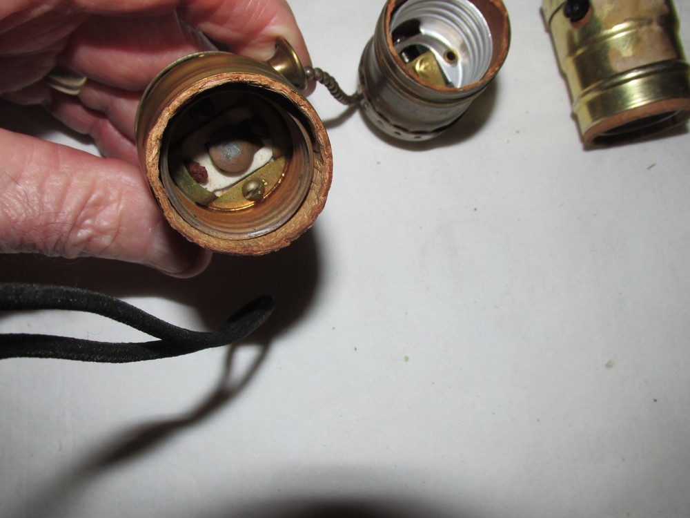 Lot of 3 Different Eagle Lamp Light Sockets Pull Chain Keyless and Push