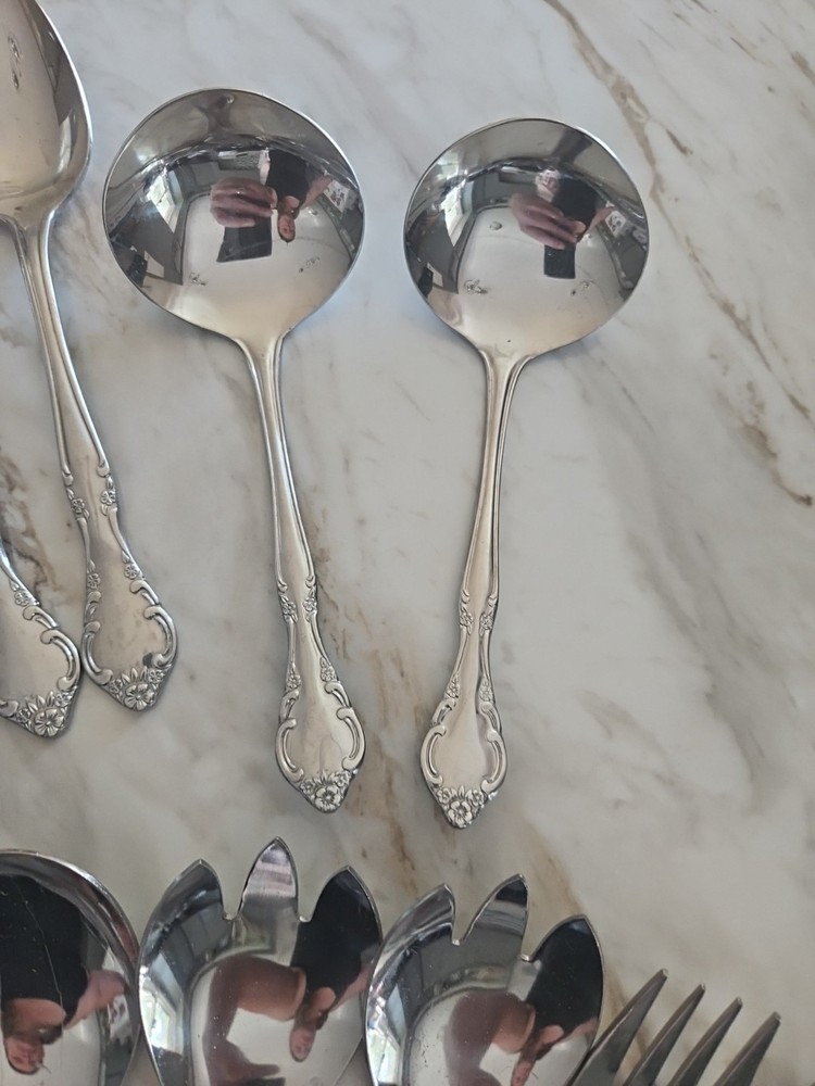 STAINLESS Korea Florette FLATWARE ROSE PATTERN 73 PIECES