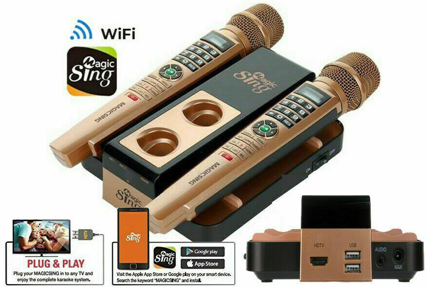 MAGIC SING Karaoke E5+ 5145 Tagalog English songs WiFi 2 Wireless Mic 1YR subscr