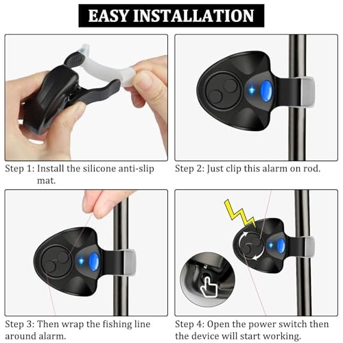 Fishing Bite Alarms, 4PCS Electronic Fish Bite Indicator, Fish Pole Clip On
