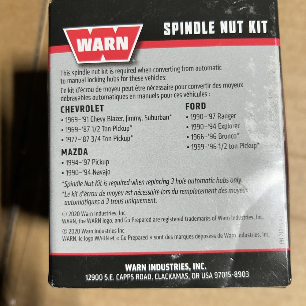 Warn 32720 SPINDLE NUT CONVERSION GM,FORD, Mazda.￼