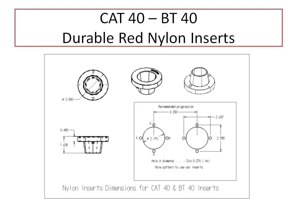 CAT 40 - BT 40 , Durable Red Nylon CNC Inserts, 25 pcs