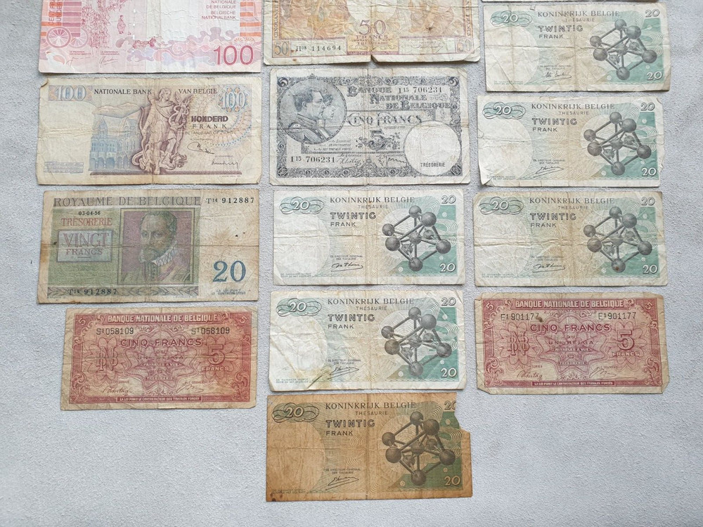 Belgium Lot Old Banknotes