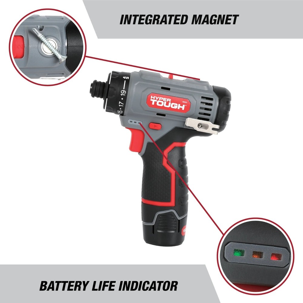 Hyper Tough 12V Max Lithium-Ion 3-in-1 Multi-Head Power Drill Set