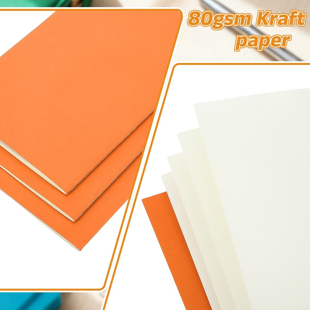 3 Pack A5 Notebook, A5 Journal Mini Notebook Pocket Unlined,Orange