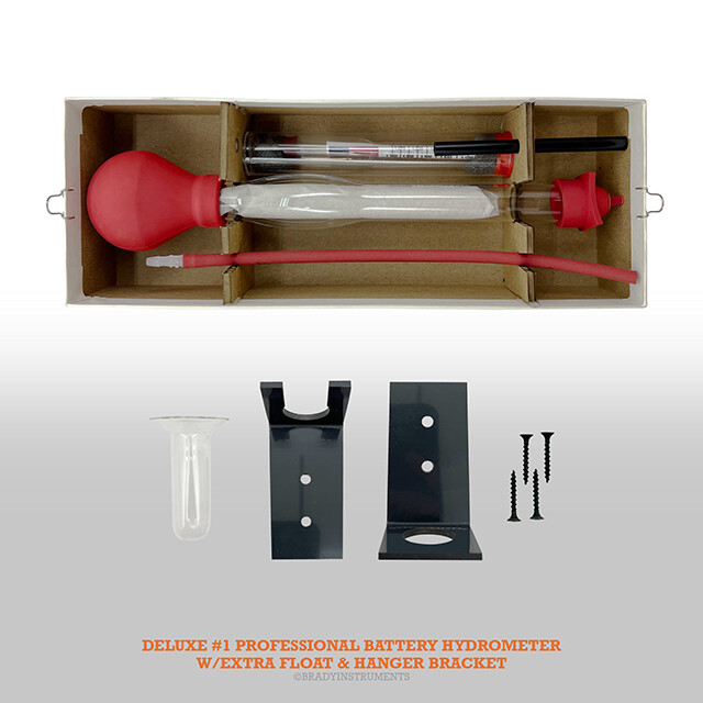 Deluxe #1 Professional Battery Hydrometer Set, EXTRA FLOAT, HANGER BRACKET