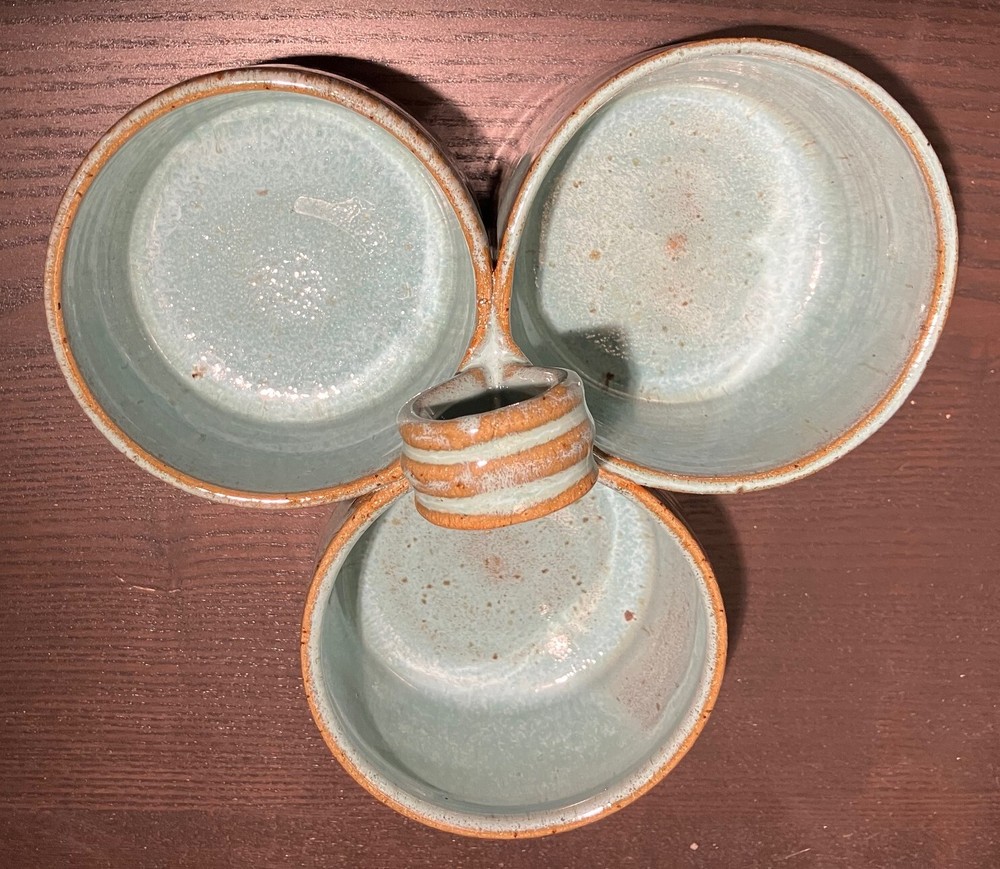 Studio Pottery Condiment Snack Dish Tray with Handle