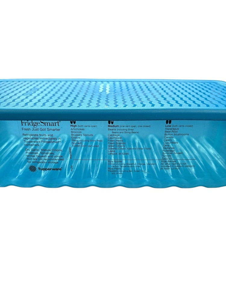 Tupperware FridgeSmart Rectangular Vented Blue Container 4352 & 4353 8-1/2 Cup