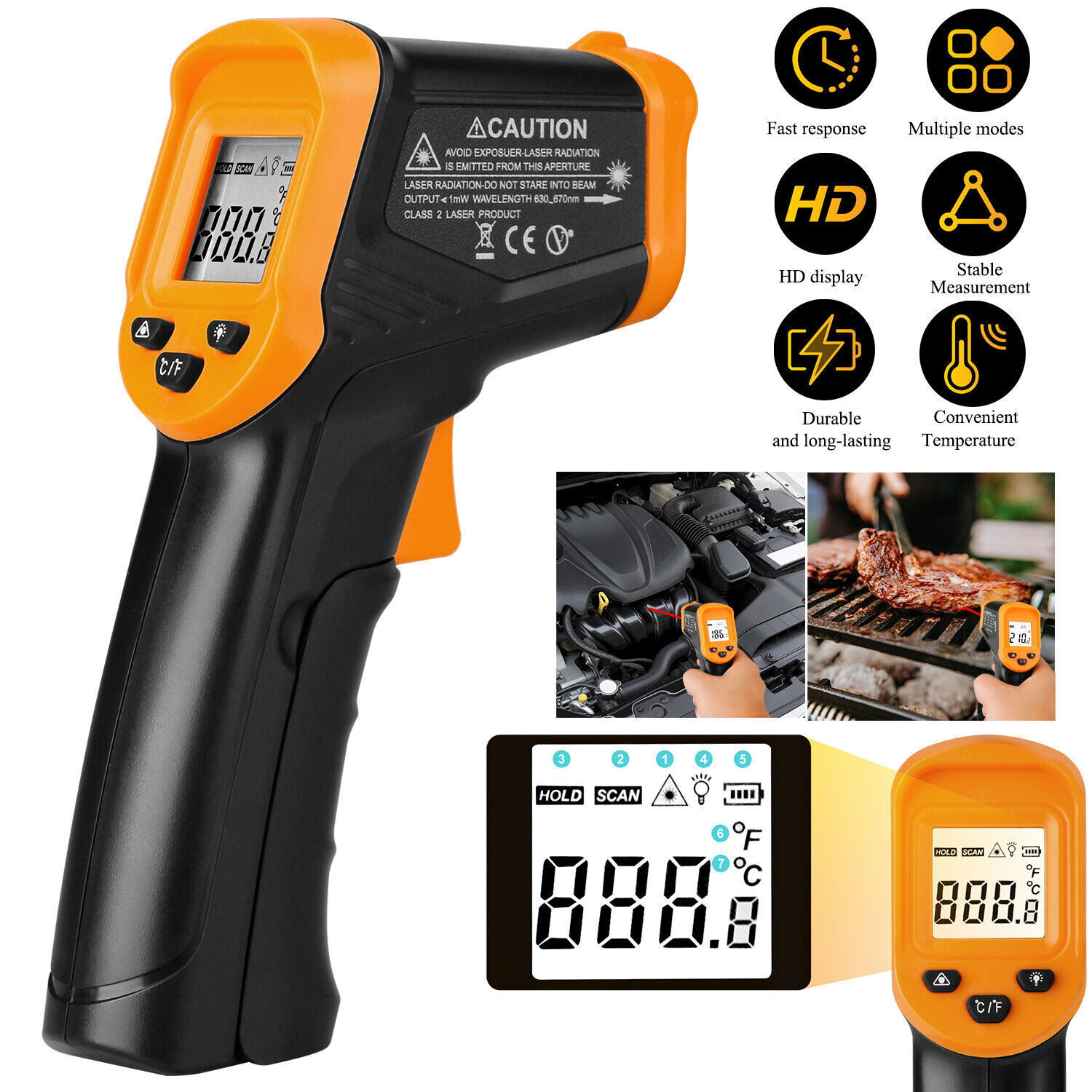IR Infrared Laser Thermometer Temperature Gun Temp Measurement Meter Cooking US