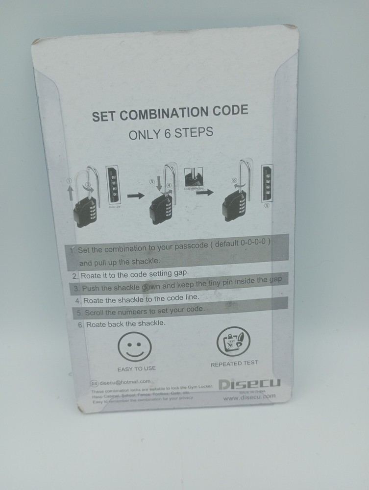 Disecu Combination Lock 4 Digit Black