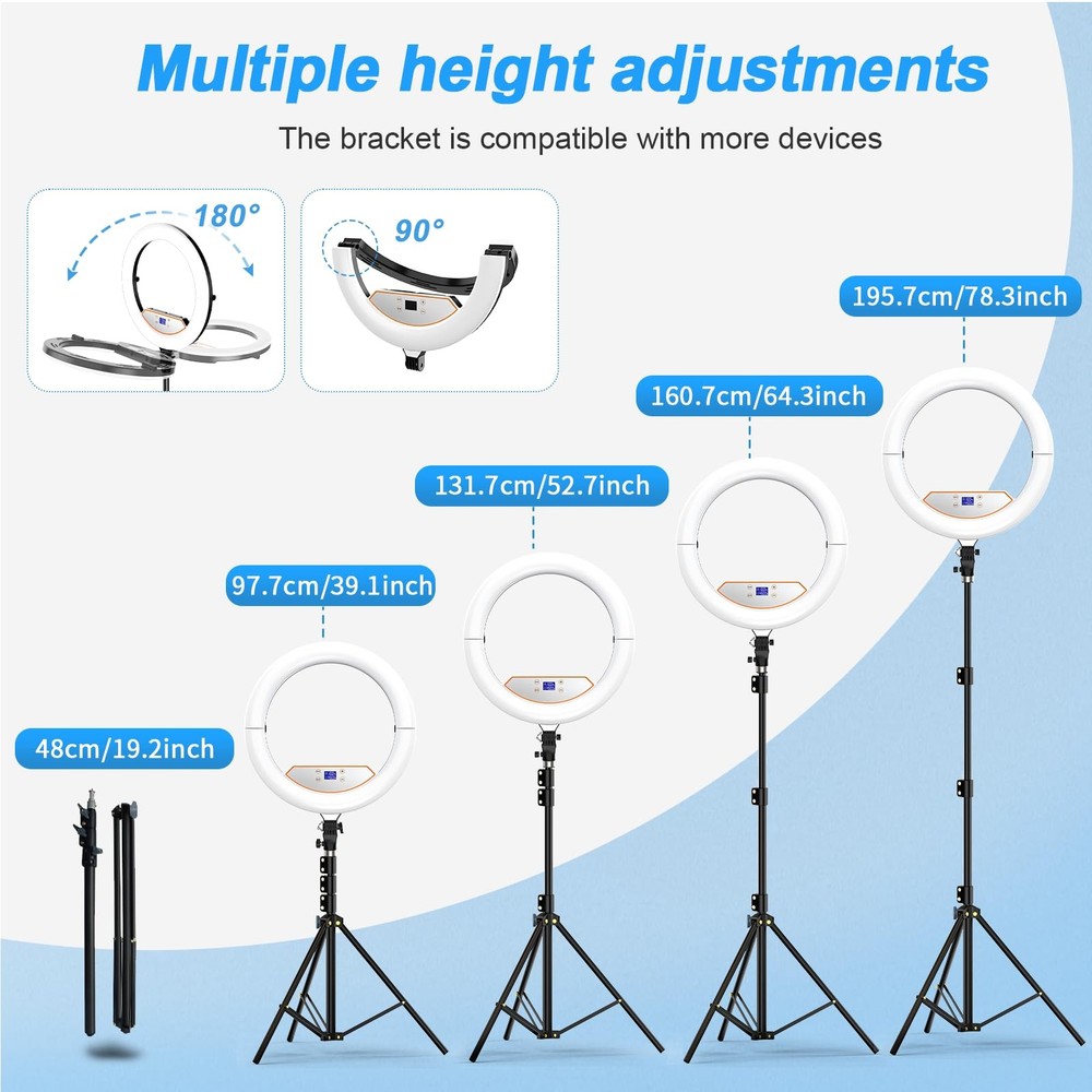 18 inch Ring Light with Stand,Foldable Large Ring Light for ipad iPhone,LCD D...