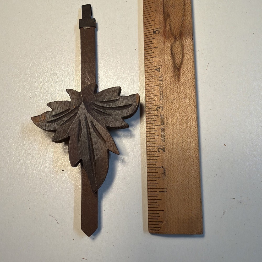 Vintage Germany Cuckoo Clock part Maple Leaf Wood Pendulum