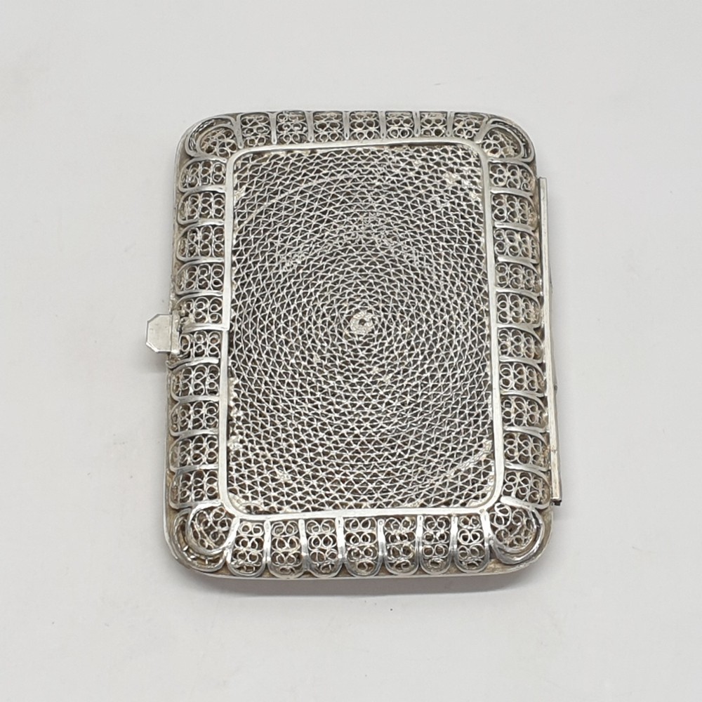 Antique Anglo Indian Solid Silver Filigree Cigarette Case