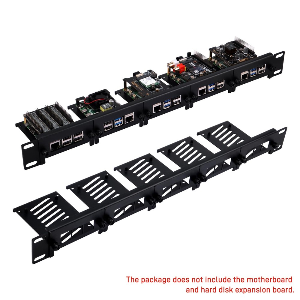 19 inch 1U Rack Mount for Raspberry Pi 5/4B/3B+/3B, with Removable Front Brac...