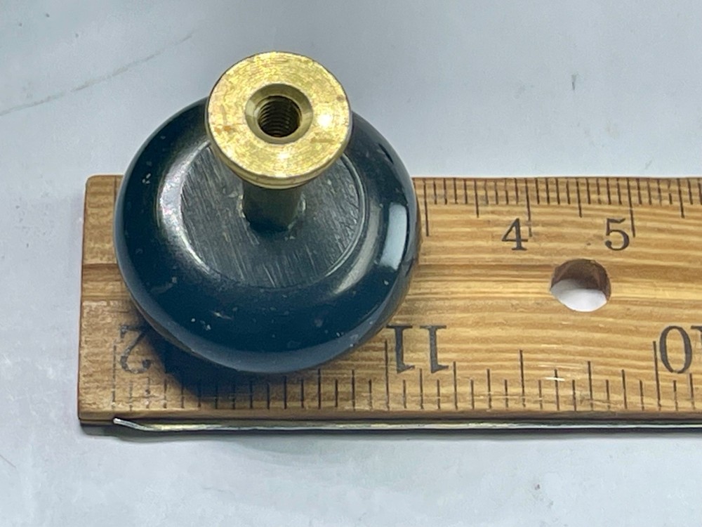 Set of 2 Natural Black Granite cabinets Knobs with solid brass inserts