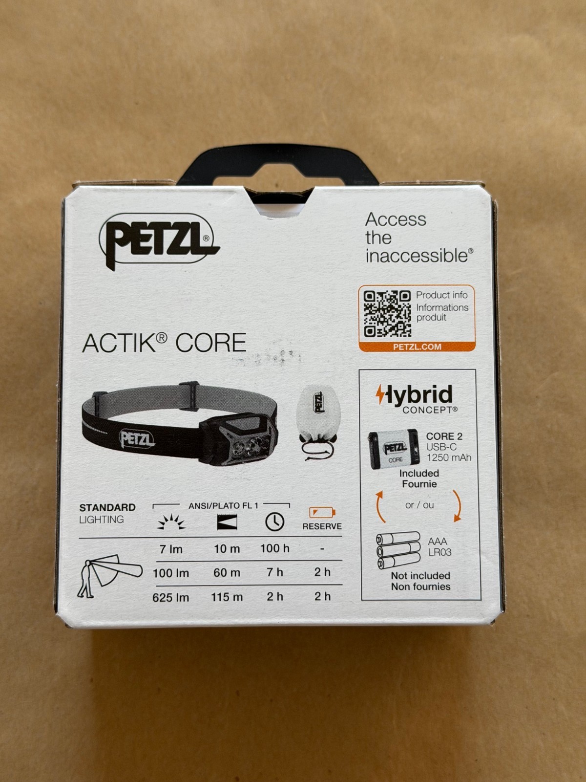 NEW PETZL ACTIK CORE 625 HEADLAMP COLOR BLACK FAST FREE SHIPPING