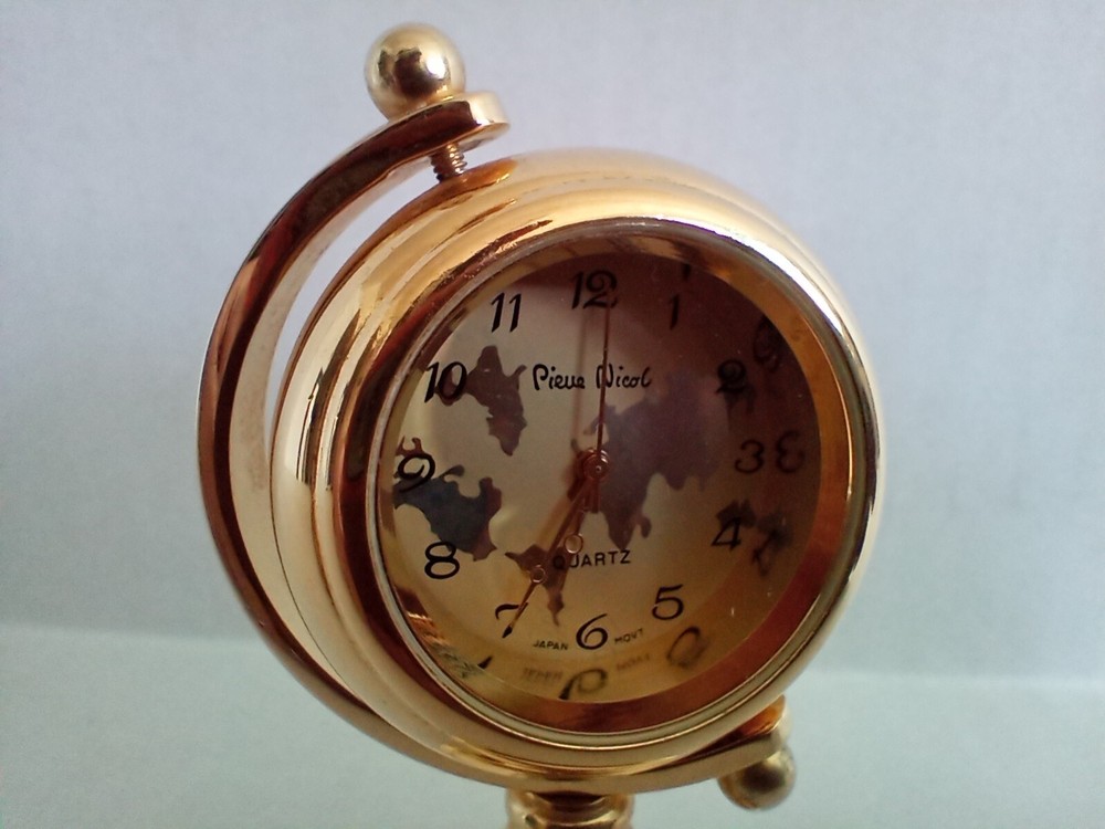 Perini Miniature Brass Clock Globe Collectible
