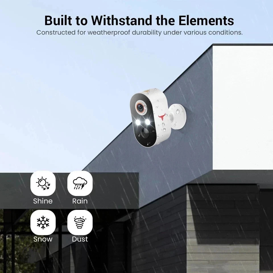 2 Pack Wireless Security Camera System Smart Night Vision Outdoor WiFi Cameras