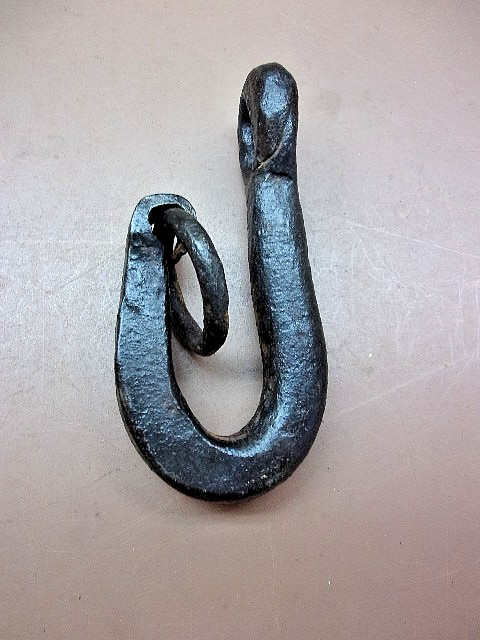 Rustic Blacksmith Forged Hook & Link Crude 5" Long Unique Rustic Decor LQQK!