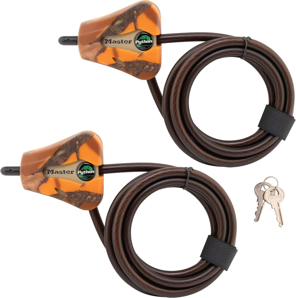 Cable Lock, Python Adjustable Keyed Cable Lock, 6 Ft. Long Cable, 2 Pack Mossy O