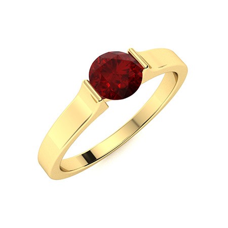 Natural Garnet Sterling Silver Wedding January Solitaire Statement Ring