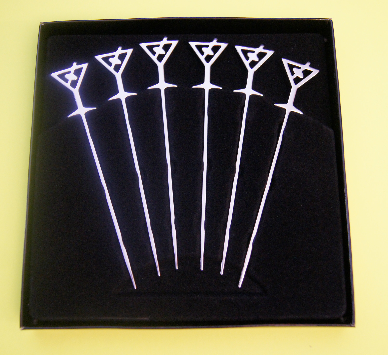 6 x TALL 5" Cocktail Picks for MARTINI GLASS glasses FOOD GRADE Stainless Steel
