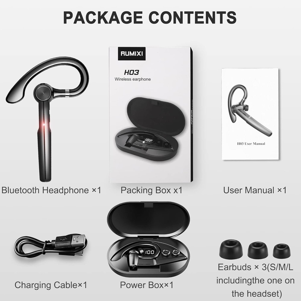 Trucker Wireless Mic Bluetooth Noise Cancelling Headset Earpiece New