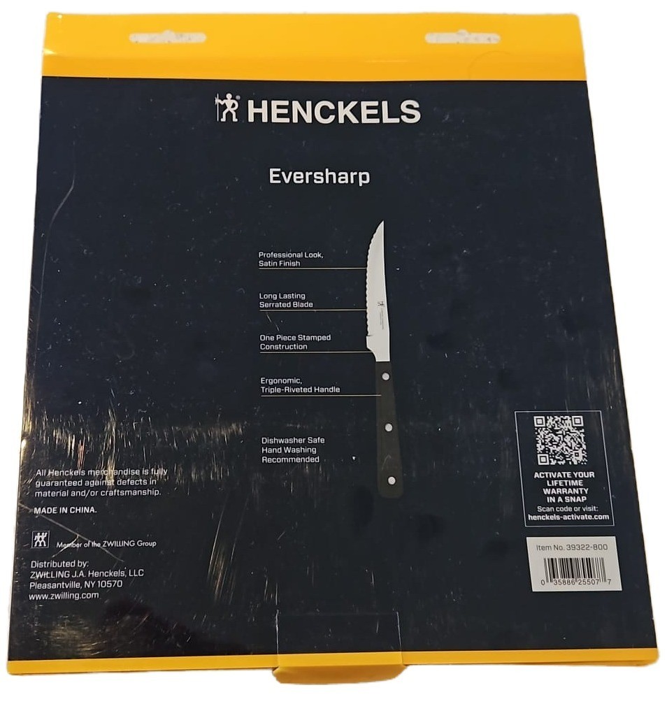 J A Henckels 8 Piece Eversharp Steak Knife Set Knives Stainless Steel Serrated