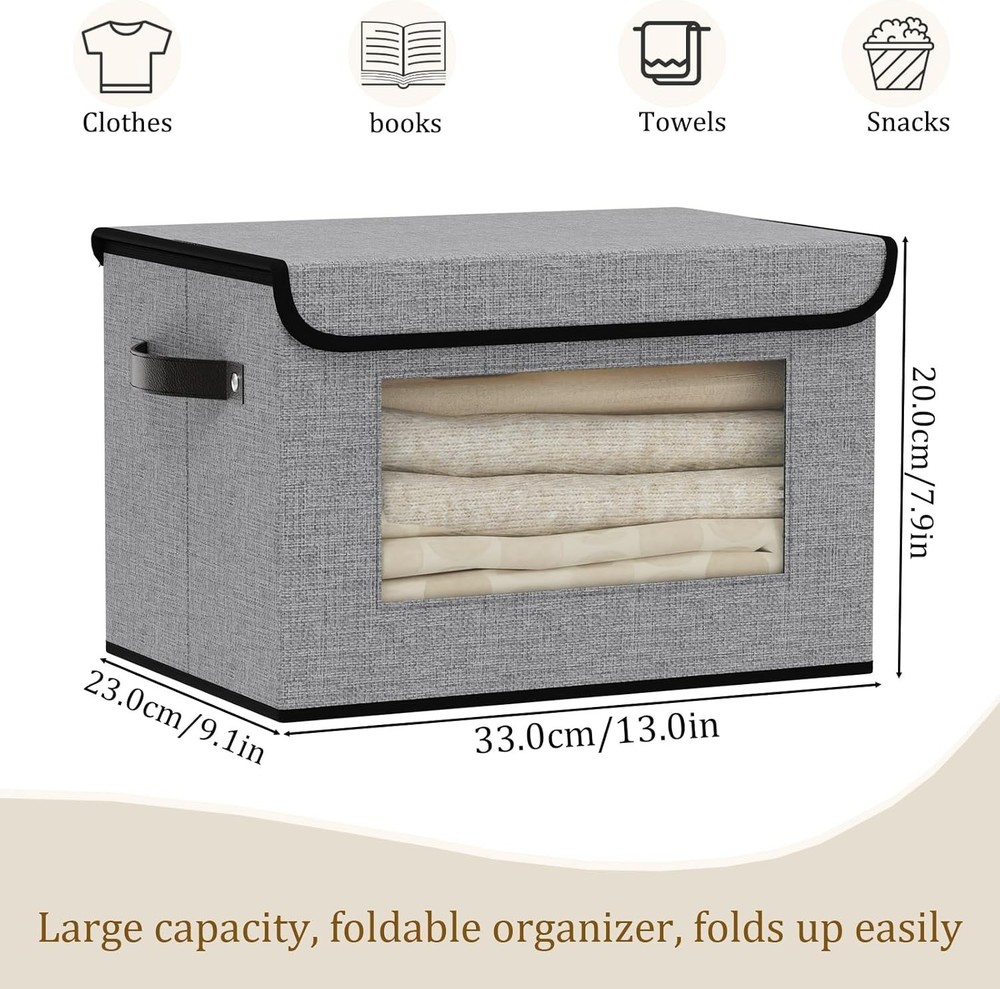Space-Saving Linen Closet Bins - Stackable, Foldable, & Stylish Gray Storage