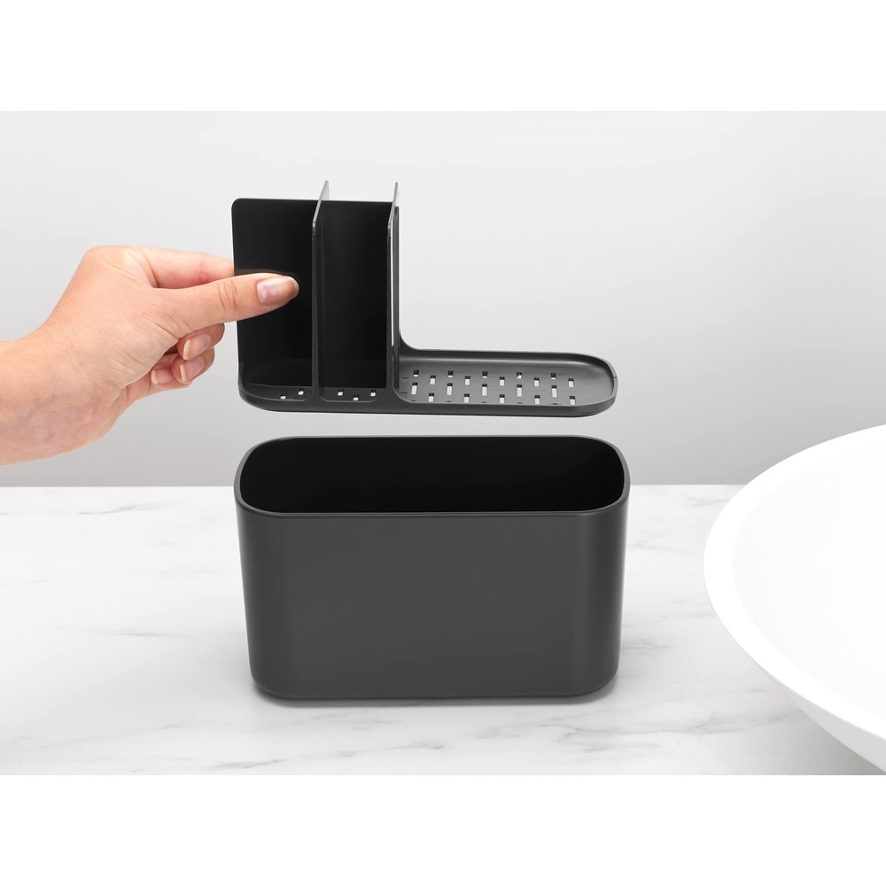 Renew Bathroom Caddy (Dark Grey) - Compartments for Toothbrushes, Toothpaste,...