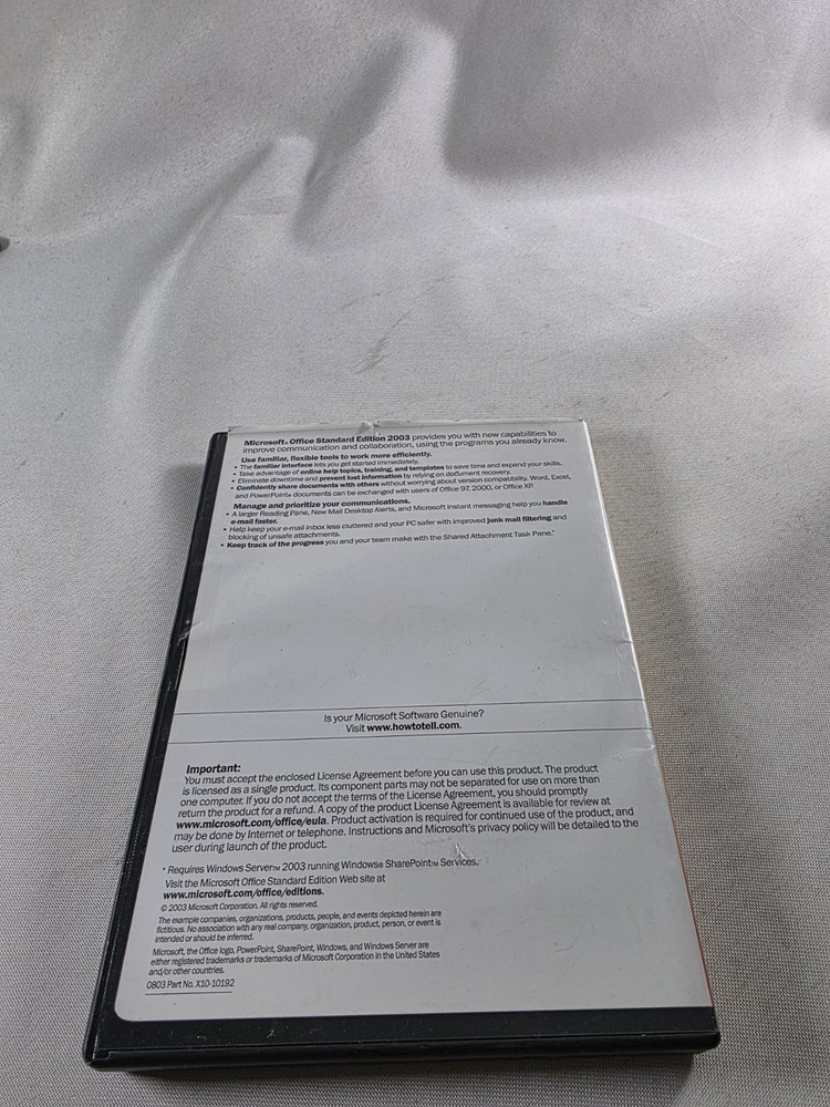 Microsoft Office Standard Edition 2003 Software, No Key