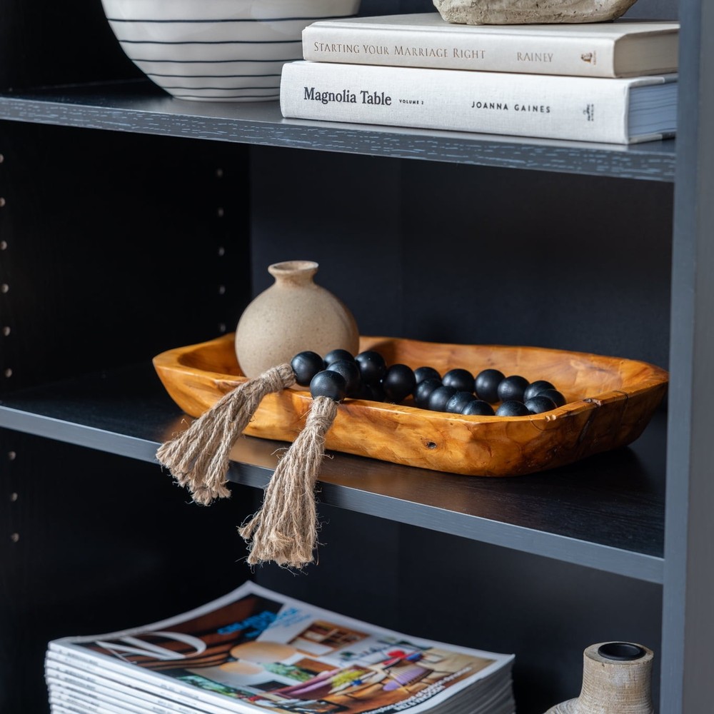 3-Shelf Bookcase with Adjustable Shelves, True Black Oak