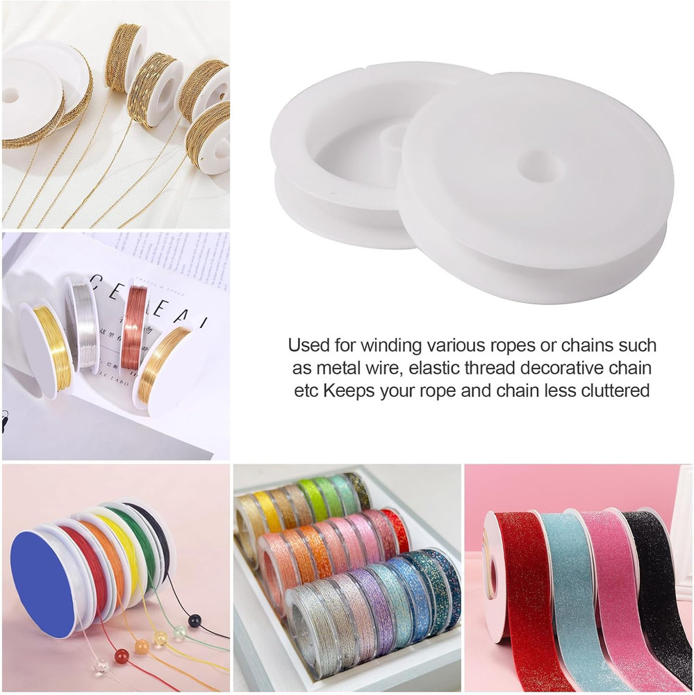 50Pcs Empty Plastic Wire Spools 2.64" in Diameter Thread Bobbins for Beading Wir